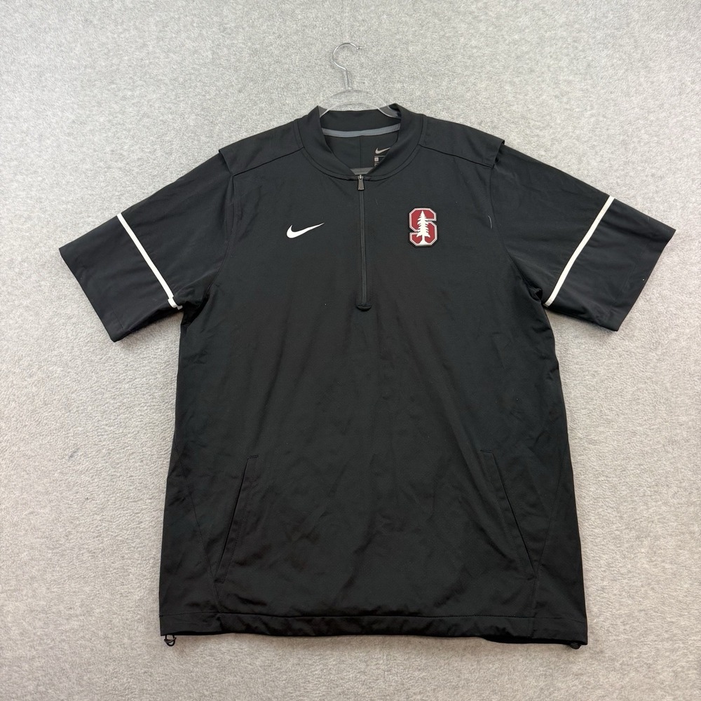 Stanford Cardinal Jacket Mens L Short Sleeve 1/4 Zip College Football Nike Blac